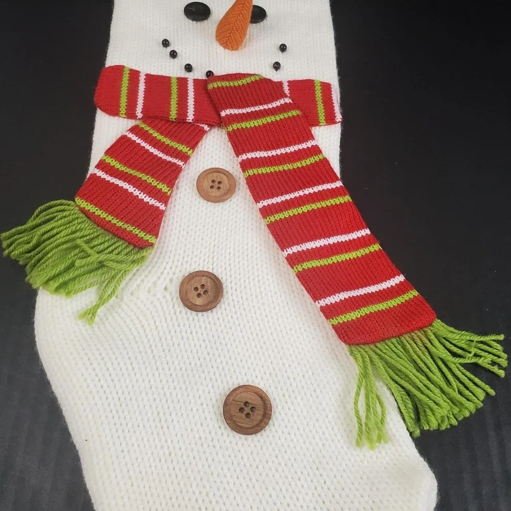 Christmas Snowman Sweater Knit with Button Eyes Scarf Top Hat 3D Carrot Nose 22